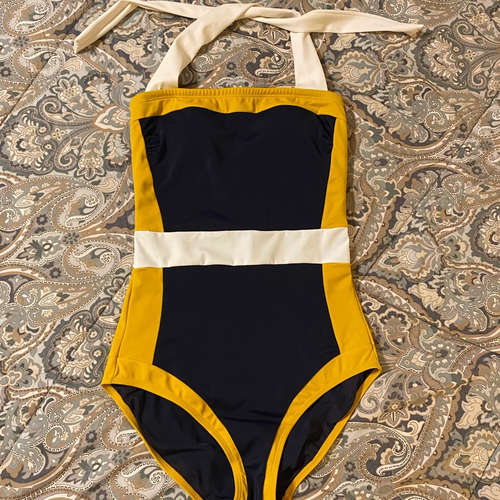 Boden Santorini color block halter-neck one-piece swimsuit